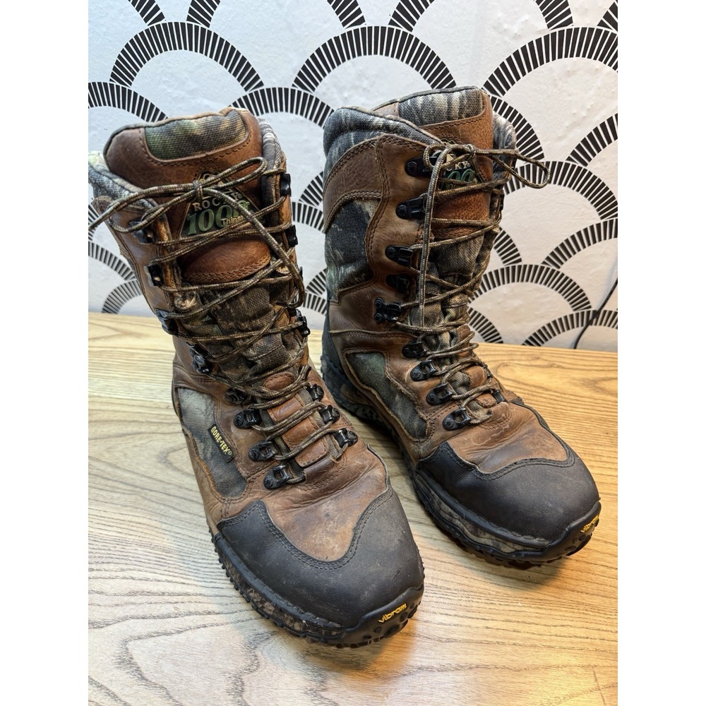 Rocky Gore-Tex Camo Brown Leather 1000g Thinsulate Winter Boots Men's Size 8.5‎
